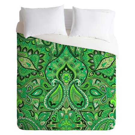 Aimee St Hill Paisley Green Duvet Cover by Deny Designs