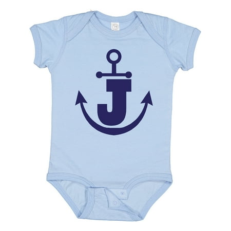 Inktastic Monogram J Nautical Anchor Gift Baby Boy or Baby Girl Bodysuit