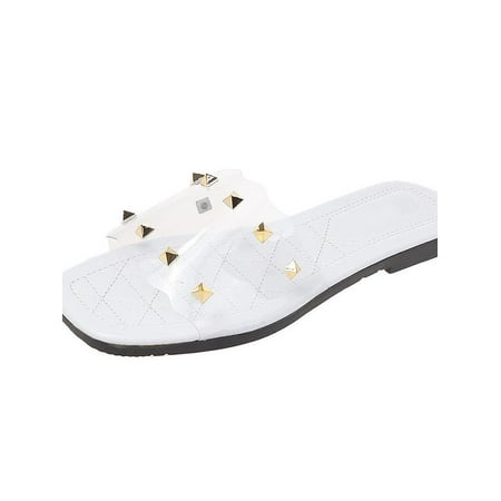 Topumt Womens Jelly flip Flop Rhinestone Slippers Sandals