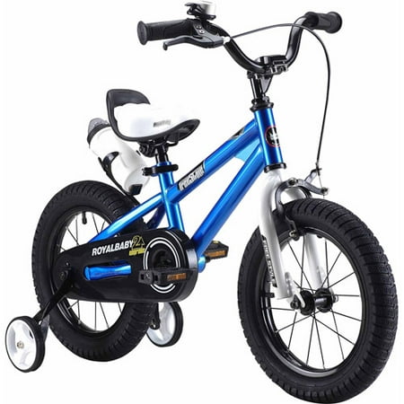 RoyalBaby BMX Freestyle Kids Bike, Boy's Bikes and Girl's Bikes with training wheels, Gifts for children, 16 inch wheels, Blue