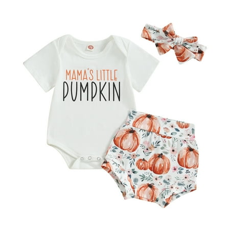 Baby Girls Halloween Shorts Sets White Short Sleeve Letter Print Romper and Pumpkin Print Shorts Headband Sets 0-18 Months
Baby Girls Halloween Shorts Sets White Short Sleeve Letter Print Romper and Pumpkin Print Shorts Headband Sets 0-18 Months