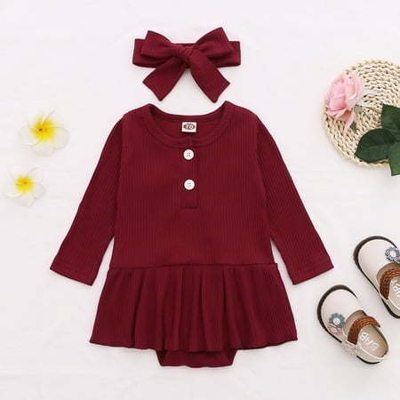 Tejiojio Girls and Toddlers Soft Cotton Clearance Infant Baby Girls Long Sleeve Solid Ribbed Clothes Romper Dress Hairband Outfits
Tejiojio Girls and Toddlers Soft Cotton Clearance Infant Baby Girls Long Sleeve Solid Ribbed Clothes Romper Dress Hairband Outfits