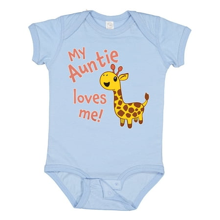 Inktastic My Auntie Loves Me- Cute Giraffe Gift Baby Boy or Baby Girl Bodysuit