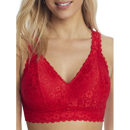 Adriana Wire-Free Lace Bralette - Racing Red