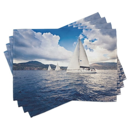 Nautical Placemats Set of 4 Sailing Boat and White Sails on Sea Waves with Cloudy Sky Adventure Photo Washable Fabric Place Mats for Dining Room Kitchen Table Decor Blue and White by Ambesonne
Nautical Placemats Set of 4 Sailing Boat and White Sails on Sea Waves with Cloudy Sky Adventure Photo Washable Fabric Place Mats for Dining Room Kitchen Table Decor Blue and White by Ambesonne