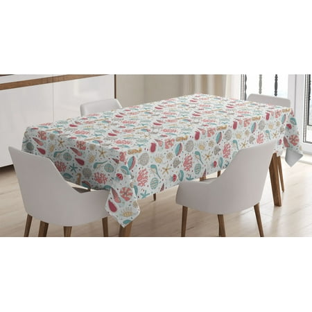 Ocean Tablecloth Arrangement of Ocean Fauna and Flora Shells Sea Horses and Jellyfishes Cartoon Style Rectangle Satin Table Cover for Dining Room and Kitchen 60 X 84 Multicolor by Ambesonne
Ocean Tablecloth Arrangement of Ocean Fauna and Flora Shells Sea Horses and Jellyfishes Cartoon Style Rectangle Satin Table Cover for Dining Room and Kitchen 60 X 84 Multicolor by Ambesonne