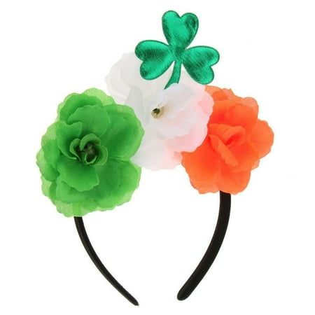 Green Shamrock Leaf Flowers Headband Saint Patrick Day Party Parade Dress Up