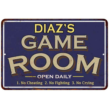 DIAZ'S Blue Game Room Personalized Sign Metal Wall Decor 12x18 112180002110
