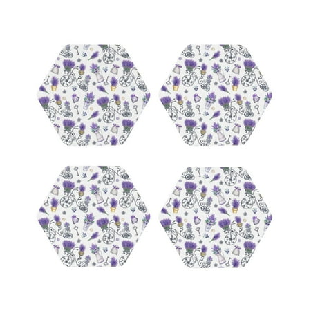 Pofeuu Lavender Bicycle Print Coasters for Drinks 4Pack PU Leather Coasters Bar Drink Coasters for Tabletop Protection Furniture from Damage-Hexagon
Pofeuu Lavender Bicycle Print Coasters for Drinks 4Pack PU Leather Coasters Bar Drink Coasters for Tabletop Protection Furniture from Damage-Hexagon