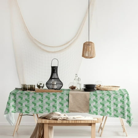 ArtVerse Monochrome Skyscrapers Pattern Rectangle Tablecloth - 58 x 102 Green