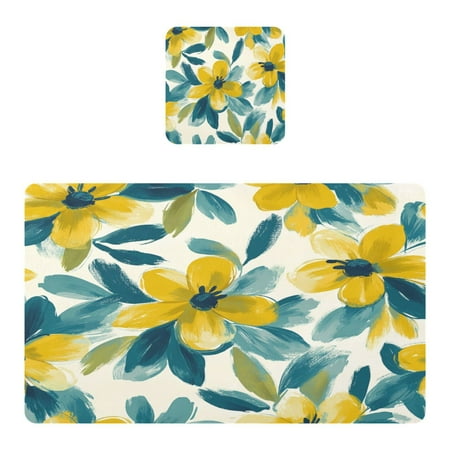 Wobogo Yellow and Teal Flowers Placemats Coasters Set of 1 Heat-resistant Non-slip Easy to Clean Square Dinner Plate Mat
Wobogo Yellow and Teal Flowers Placemats Coasters Set of 1 Heat-resistant Non-slip Easy to Clean Square Dinner Plate Mat