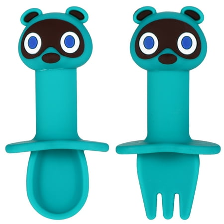 2Pcs Baby Fork Spoon Set Adorable Cartoon Spoon Fork Baby Feeding Tableware