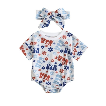 ELF Independence Day 0-2Y Baby Girls Jumpsuit Casual Summer Floral/ Letter Print Short Sleeve Waffle Romper for Newborn Toddler
ELF Independence Day 0-2Y Baby Girls Jumpsuit Casual Summer Floral/ Letter Print Short Sleeve Waffle Romper for Newborn Toddler