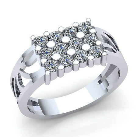 Natural 0.5ct Round Cut Diamond Mens 3Row Anniversary Engagement Ring Solid 10K Rose, White or Yellow Gold GH I1-I2