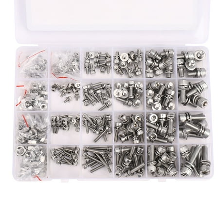 340Pcs Hex Socket Head Cap Screw with Washer and Nut M2.5 M6 Stainless Steel Three Combination Thread
340Pcs Hex Socket Head Cap Screw with Washer and Nut M2.5 M6 Stainless Steel Three Combination Thread