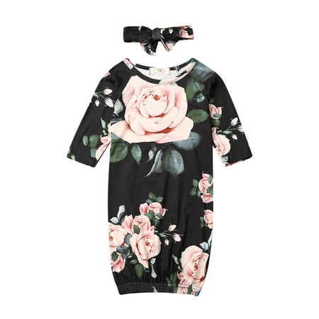 Liliz Baby Sleepwear with Headband Long Sleeve Round Neck Floral/Striped Elastic Band Nightgown
Liliz Baby Sleepwear with Headband Long Sleeve Round Neck Floral/Striped Elastic Band Nightgown