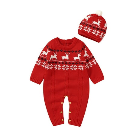 Boys Sweaters Boy Girl Christmas Deer Knitted Sweater Baby Jumpsuit Romper Cotton 1 Piece Hat Caps Out
Boys Sweaters Boy Girl Christmas Deer Knitted Sweater Baby Jumpsuit Romper Cotton 1 Piece Hat Caps Out