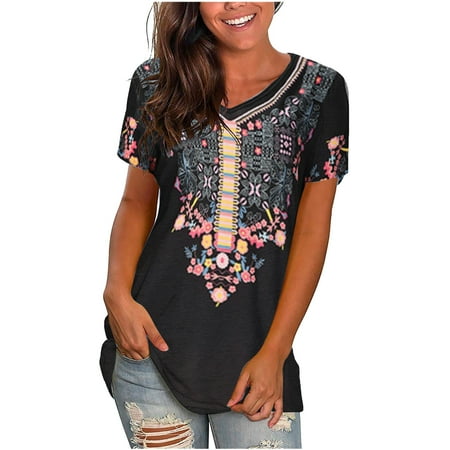 Fashion Woman Causal V-Neck Printing Blouse Short Sleeve T-Shirt Summer Tops Maternity Blouses Black L
Fashion Woman Causal V-Neck Printing Blouse Short Sleeve T-Shirt Summer Tops Maternity Blouses Black L