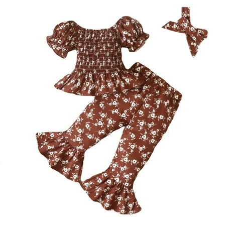 Baby Girl Outfits Spring Summer Floral Cotton Ribbed Short Sleeve T-Shirt Bell Bottom Headbands Suits for Kids Boys
Baby Girl Outfits Spring Summer Floral Cotton Ribbed Short Sleeve T-Shirt Bell Bottom Headbands Suits for Kids Boys