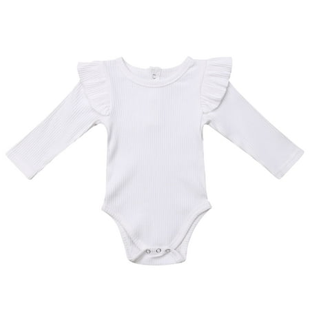 Mubineo Infant Baby Girl Basic Plain Rib Knit Ruffle Long Sleeve Romper Bodysuit Tops (White 18-24 Months)
Mubineo Infant Baby Girl Basic Plain Rib Knit Ruffle Long Sleeve Romper Bodysuit Tops (White 18-24 Months)
