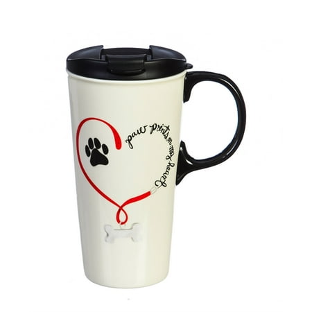 Ceramic Travel Cup 17 oz. w/Box Paw Prints Dog