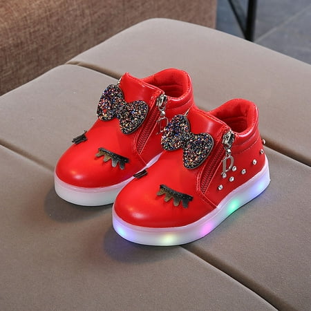 Kids Bowknot Led Luminous Boots Sport Shoes Sneakers