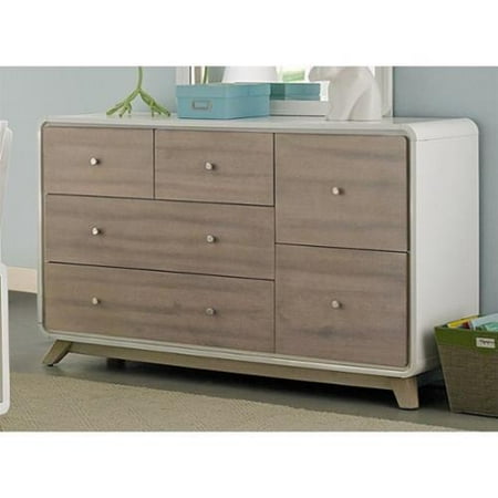 NE Kids East End 6 Drawer Dresser in White and Taupe