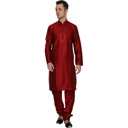 Royal Kurta Men s Silk Blend Kurta Pyjama Red