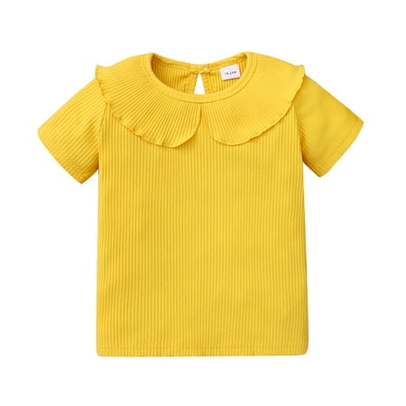 2T Kid Girls Summer Top Toddler Girls Short Sleeve Pit Stripe Top 3T Toddler Girls Doll Collar Lapel Top Yellow
2T Kid Girls Summer Top Toddler Girls Short Sleeve Pit Stripe Top 3T Toddler Girls Doll Collar Lapel Top Yellow