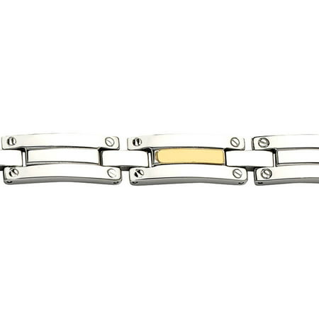 Primal Steel Stainless Steel and 14kt Polished Bracelet, 8.5