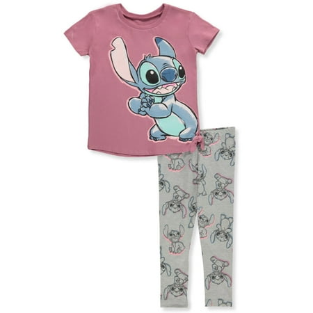Disney Lilo & Stitch Girls 2-Piece Leggings Set Outfit - blue/multi 4t (Toddler)