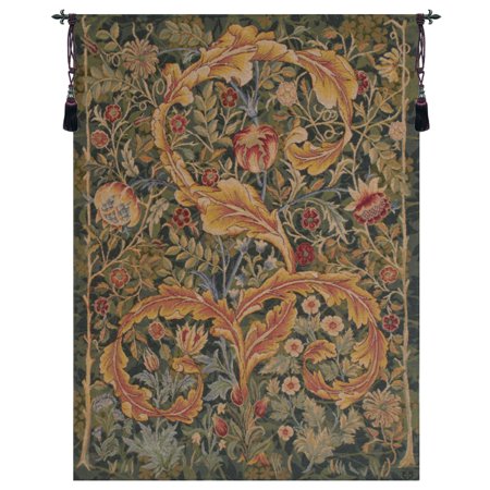 Acanthe Green French Tapestry,Green,Cream
