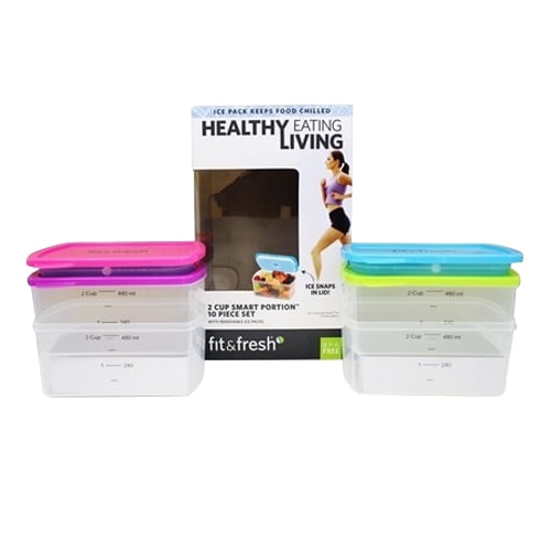 Fit And Fresh Containers Healthy Living Smart Portion 2 Cup Size 10 Piece