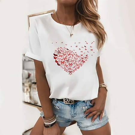Juebong Womens Plus Size Clearance $5 Women s casual summer fun butterfly print fashion loose short-sleeved T-shirt Red S
Juebong Womens Plus Size Clearance $5 Women s casual summer fun butterfly print fashion loose short-sleeved T-shirt Red S