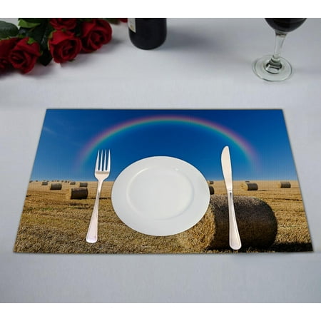 ABPHQTO Straw Bales And A Rainbow Placemat 12x18 Inch Set of 2 Table Placemats
ABPHQTO Straw Bales And A Rainbow Placemat 12x18 Inch Set of 2 Table Placemats