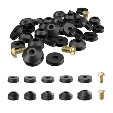 Faucet Washers 58-Pack Flat and Beveled Rubber Faucet Washers and Brass Bibb Screws Assortment Replacement Kit