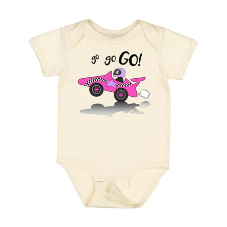 Inktastic Go Go Go! Pink Racing Car Gift Baby Boy or Baby Girl Bodysuit