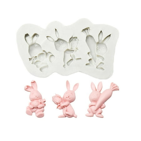 FeiraDeVaidade 3D Rabbit Easter Bunny Silicone Cake Molds Fondant Resin Molds Cake Tools Pastry