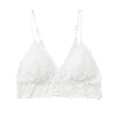 ZMHEGW Women s Bras Wire-Free Seamless Bra Solid Print White One Size