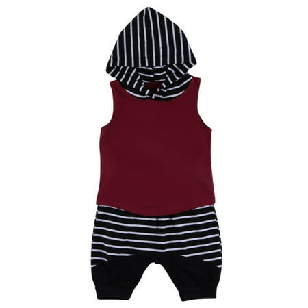 Jumpsuit for Baby Boy Sleeveless Round Neck Hoodie Stripe Vest Climbing Suit Bodysuit One-pieces Infant Toddler Kids Children Summer Outfits Wine Red 110
Jumpsuit for Baby Boy Sleeveless Round Neck Hoodie Stripe Vest Climbing Suit Bodysuit One-pieces Infant Toddler Kids Children Summer Outfits Wine Red 110