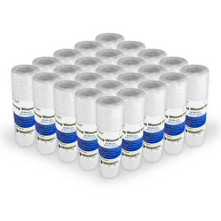 String Wound Sediment Water Filter Cartridge Standard 2.5x10 50 Micron 25 Pack
String Wound Sediment Water Filter Cartridge Standard 2.5x10 50 Micron 25 Pack