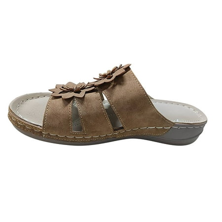 Cglfd Women S Leisure Vacation Comfort Flower Open Toe Wedge Beach Sandals