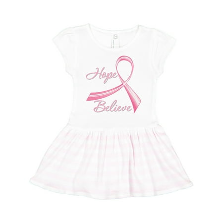 Inktastic Hope Believe Breast Cancer Ribbon Gift Toddler Girl Dress