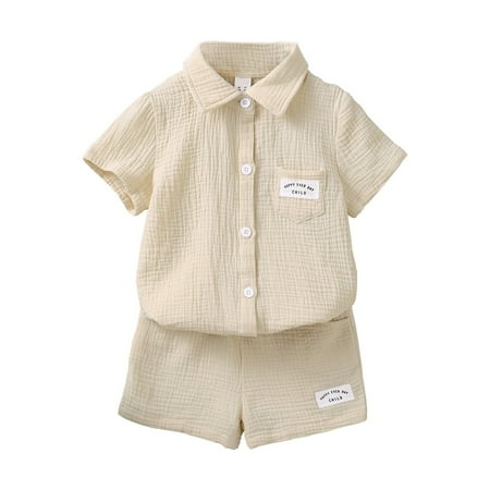 Toddler Baby Boys Clothes Baby Boys Summer Outfits 4T Boys Solid Color Outfits Short Sleeve Lapel Top Shorts 2PCS Set Apricot
Toddler Baby Boys Clothes Baby Boys Summer Outfits 4T Boys Solid Color Outfits Short Sleeve Lapel Top Shorts 2PCS Set Apricot
