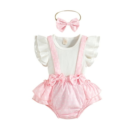 Nokpsedcb Infant Baby Girl Jumpsuit 2PCS Suit Solid Color Flying Sleeves Rib Tops Dots Suspender Skirt Bow Headband Pink 6-12 Months
Nokpsedcb Infant Baby Girl Jumpsuit 2PCS Suit Solid Color Flying Sleeves Rib Tops Dots Suspender Skirt Bow Headband Pink 6-12 Months