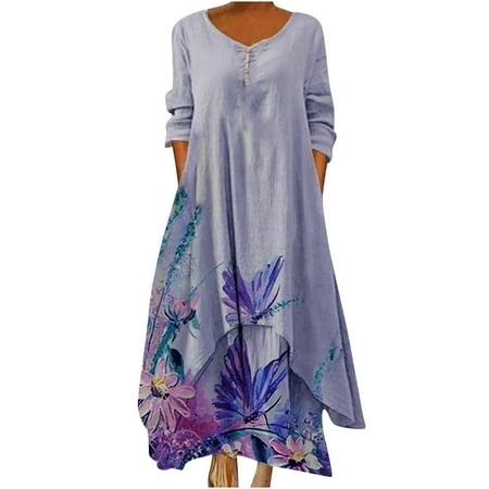 Floleo Women s Dress Clearance Summer Casual Floral Print O-Neck Long Sleeve Irregular Loose Long
Floleo Women s Dress Clearance Summer Casual Floral Print O-Neck Long Sleeve Irregular Loose Long