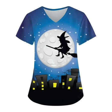 Sksloeg Sksloeg Scrub Tops Women Clearance Halloween Day Top Comfortable Easy Lightweight Durable Soft Halloween Skeleton Pumpkin Skull Graphic Print V-Neck Halloween Scrub Top With Pockets Blue S
Sksloeg Sksloeg Scrub Tops Women Clearance Halloween Day Top Comfortable Easy Lightweight Durable Soft Halloween Skeleton Pumpkin Skull Graphic Print V-Neck Halloween Scrub Top With Pockets Blue S