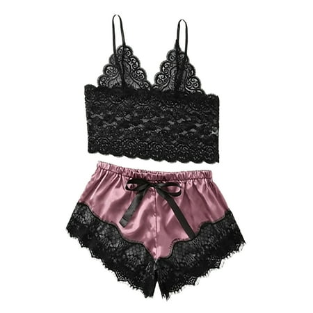 Women s Plus Size Spaghetti Strap Lace Trim Bralette and Shorts Sleepwear Pajama Lingerie Set
Women s Plus Size Spaghetti Strap Lace Trim Bralette and Shorts Sleepwear Pajama Lingerie Set