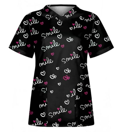 Valentine s Day Women Scrubs Tops Nurse Working Uniforms Love Heart Print V Neck Short Sleeve Pullover Shirts
Valentine s Day Women Scrubs Tops Nurse Working Uniforms Love Heart Print V Neck Short Sleeve Pullover Shirts