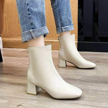 Zedker Womens Booties Winterboots Womens Fashion Solid Boots Zipper Women Round Head Midheel Boots Shoes
Zedker Womens Booties Winterboots Womens Fashion Solid Boots Zipper Women Round Head Midheel Boots Shoes